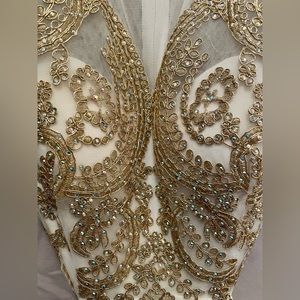 White and Gold Prom Dress